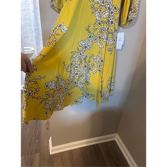 Nanette Lepore Women’s Size 12 Printed 3:4 Sleeve Shirt Dress Mustard Yellow NWT - Picture 11 of 16